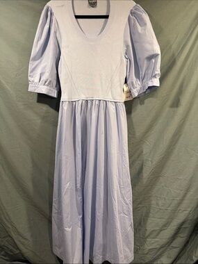 Baby Blue Puff Sleeve Maxi Dress